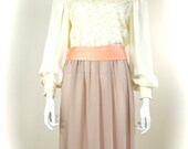 ON SALE 80s Sheer Dress Lace Top Dress Pearl Beads 80s Sheer Dress Wedding Dress Secretary Puff Sleeves Belted Cummerbund 1950s Style Par
