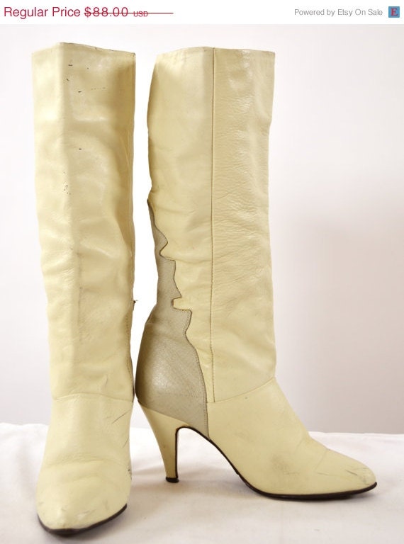 cream leather boots