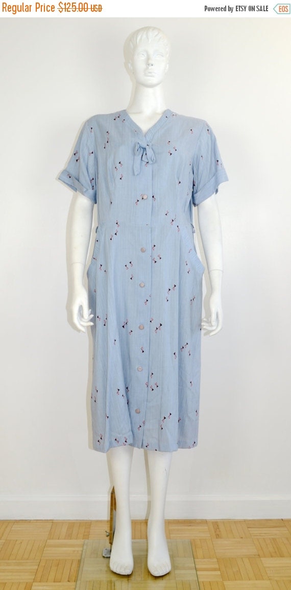 ON SALE 1950s Day Dress: 50s Day Dress / 50s Shirt