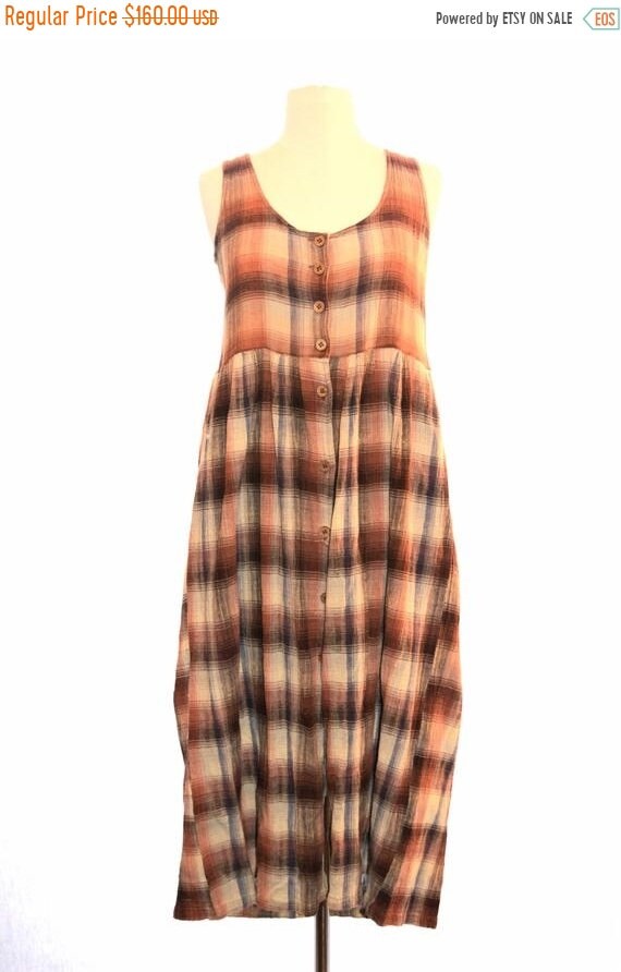 ON SALE 90s grunge plaid dress vintage 1990s grung