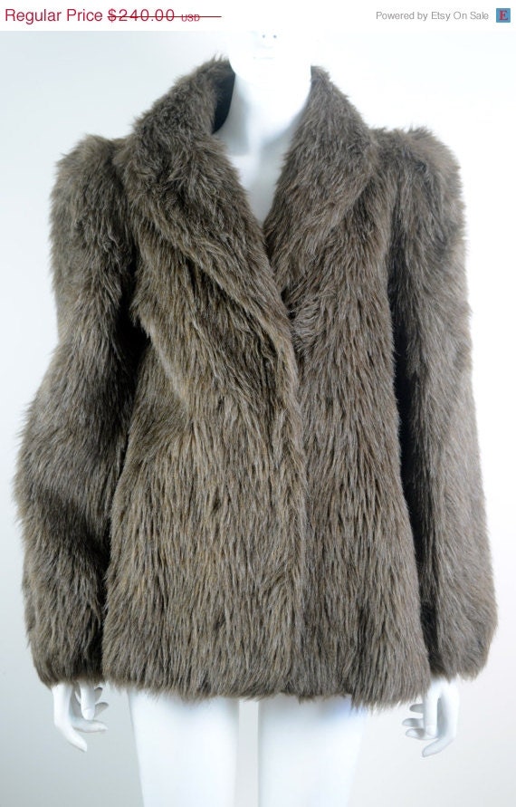 ON SALE FAUX Fur Coat: Vintage Faux Fur Coat / Veg