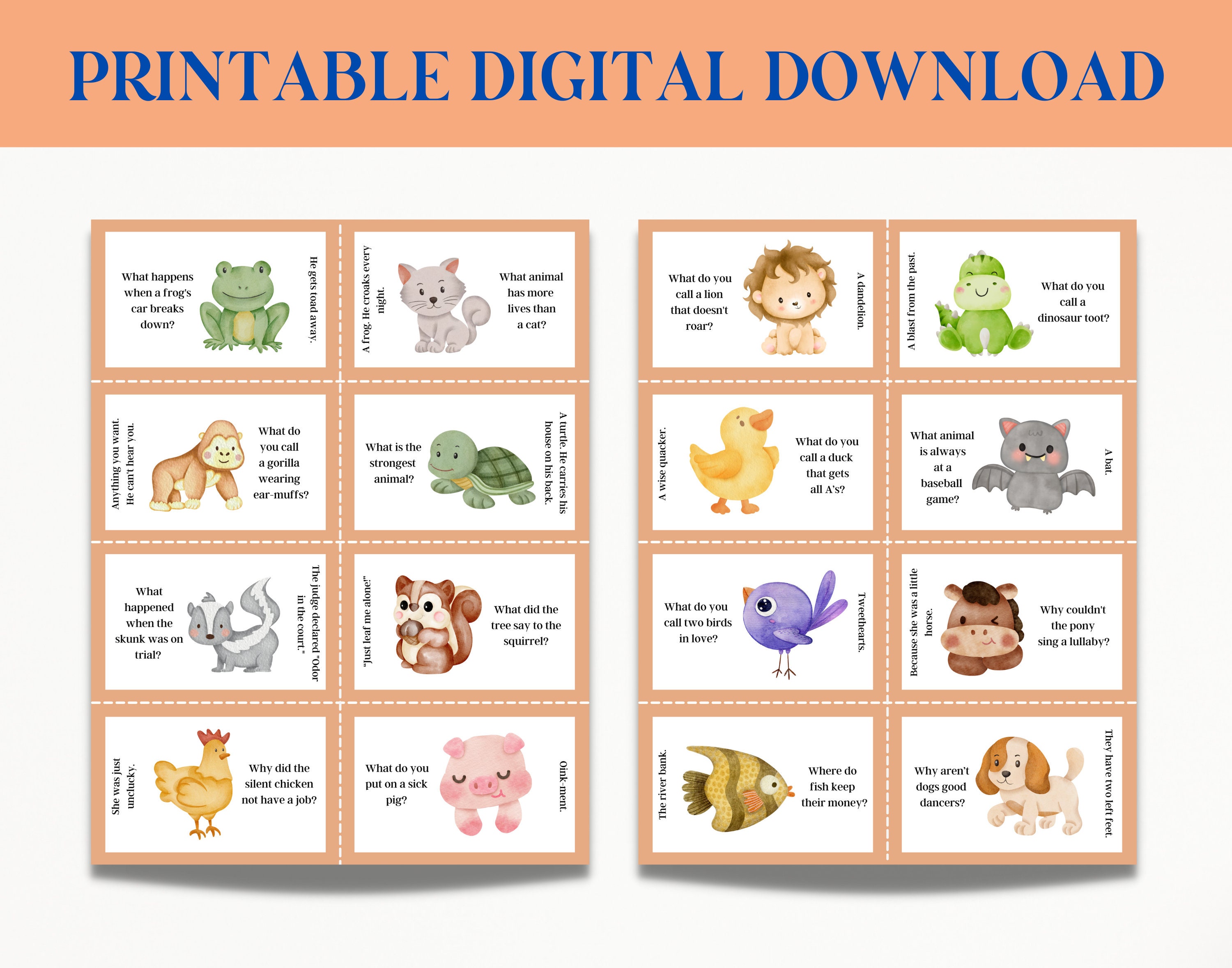 Lunch Box Jokes for Kids Printable Jokes for Boys Digital Download for ...