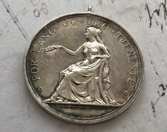 Mooie Antieke Zilveren Norges Noorwegen Medaille 1958 4,50 cm
