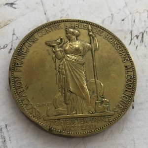 Antique French  Francaise Association Medal Coin 19th Century 1888 big medaille