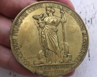 Antique Français Association Française Médaille Pièce 19ème Siècle 1888 grande médaille