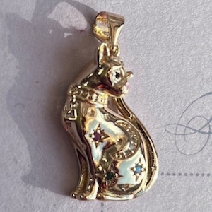 Wunderschöne 18K Magische Hexe Katze Goldfilled Anhänger Charme Medaille goldener Vintage Stil stilvolle Mond Sterne Kristall High-End Halskette Geschenk 22 Zoll