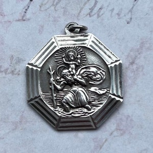 Vintage Sterling Silver Saint Christopher Medal Necklace