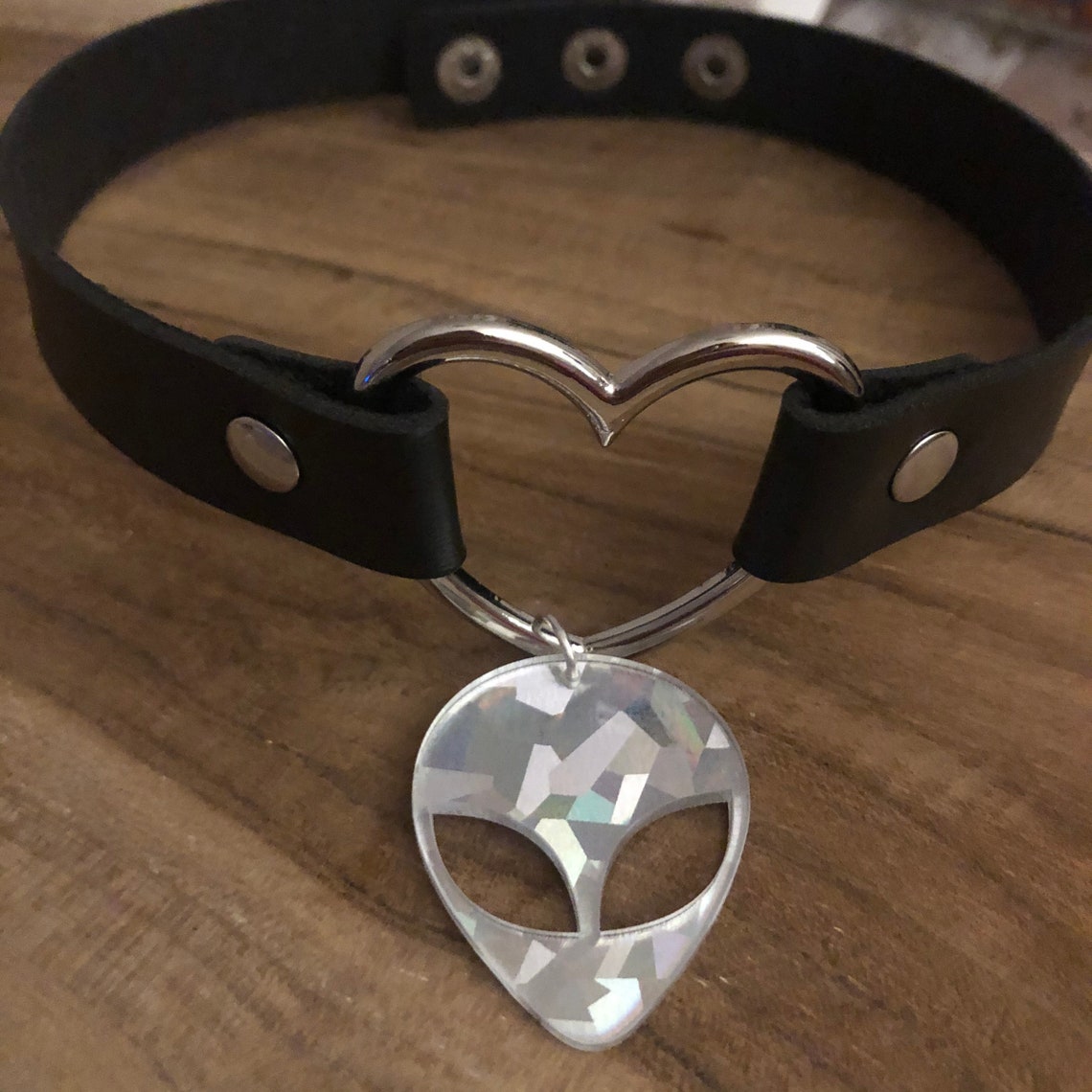 Amazing Holographic alien choker adjustable gold silver or Etsy