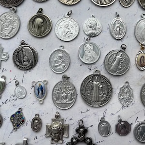 4-Piece Religious Medal Charm Set - Sacred Heart, Virgin Mary, Guadalupe & St. Benedict Pendants For Jewelry Making