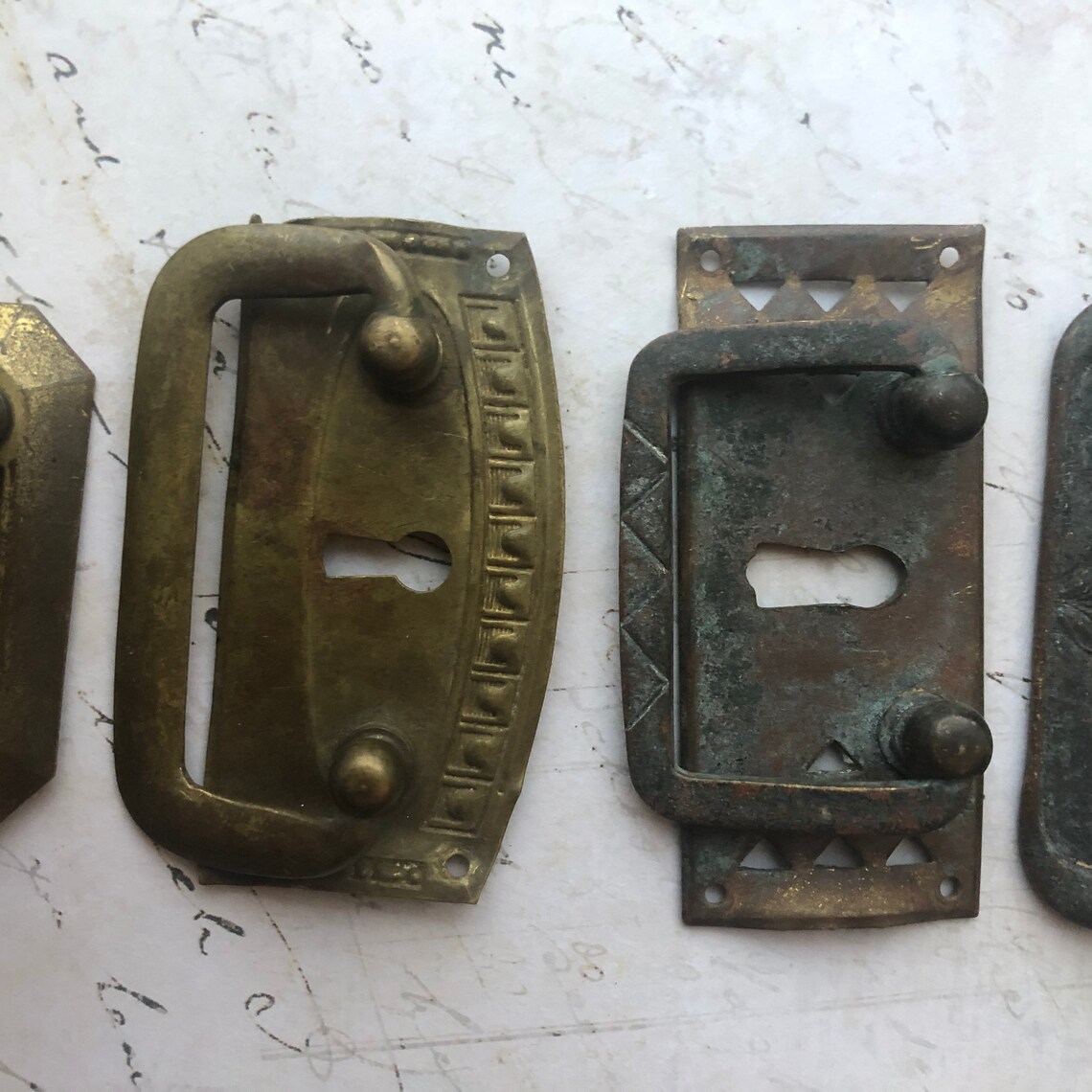 French Antique Drawer Pulls with keyhole set of 4 Etsy