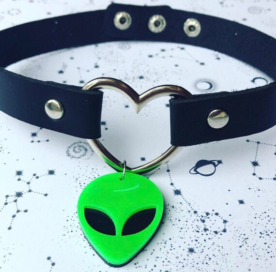 Amazing 90s Black Alien Choker necklace Adjustable in size Etsy