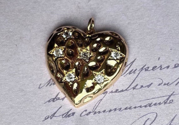 Beautiful Big 18K Goldfilled Starry Heart pendant… - image 1