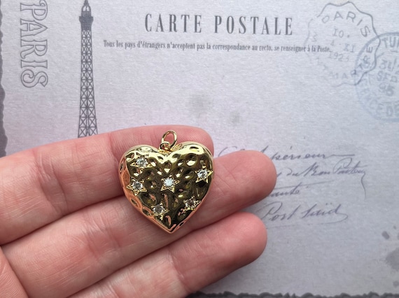 Beautiful Big 18K Goldfilled Starry Heart pendant… - image 4