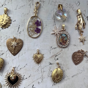 Beautiful Gold Charms Vintage Stylish Golden Antique Style set of 23 choose your charm necklaces art nouveau French vintage handmade design