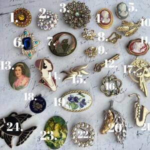 Broche Vintage Authentique Des Années 1930-1940 En Cristal Et Métal Doré - Excellent état
