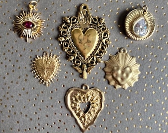 Magnifiques pendentifs coeur mystérieux vintage 6 pièces pour ensemble de fabrication de bijoux de collier