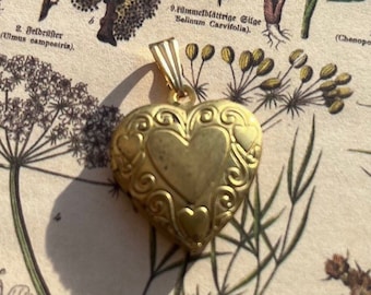 Härlig hjärtmedaljong gammal vintage art nouveau ornament fotomedaljong vintage halsband