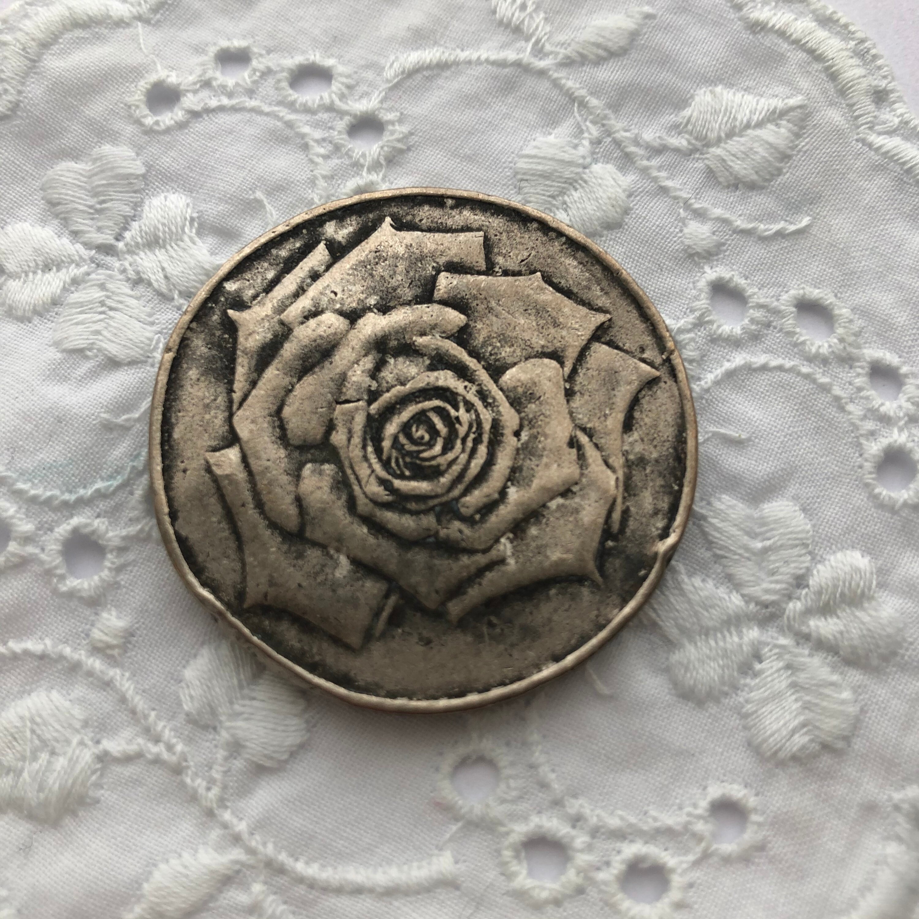 Beautiful Old Vintage Rose Coin Antiqued MetalPocket Medal Etsy