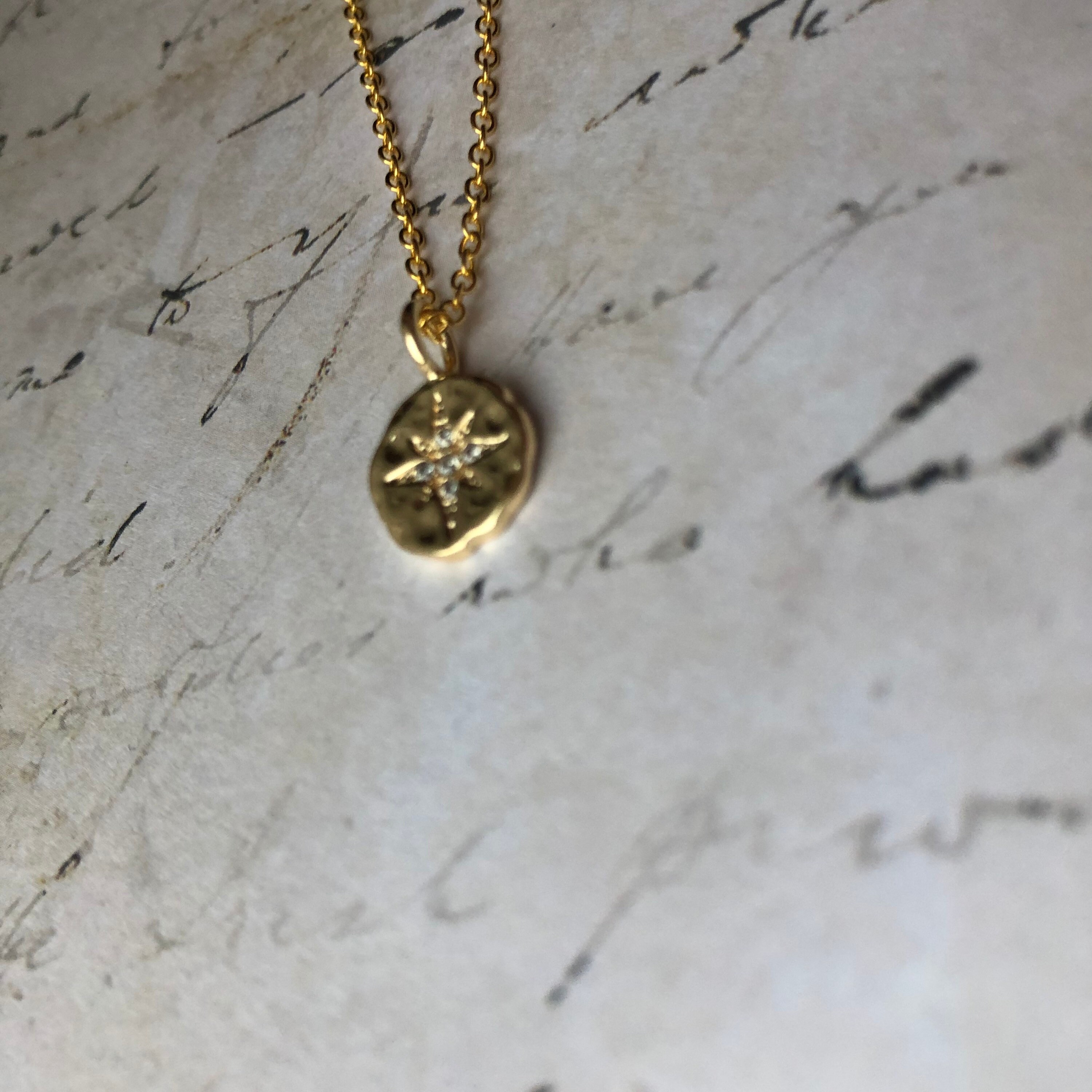 18K gold filled necklace pendant star charm on a 37 cm golden Etsy