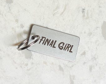 Llavero grabado de Final Girl / Regalo para amantes del terror / Fanático de las películas de terror