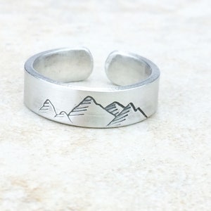 Hand Stamped Pewter Mountain Range Ring: Nature Lover Gift