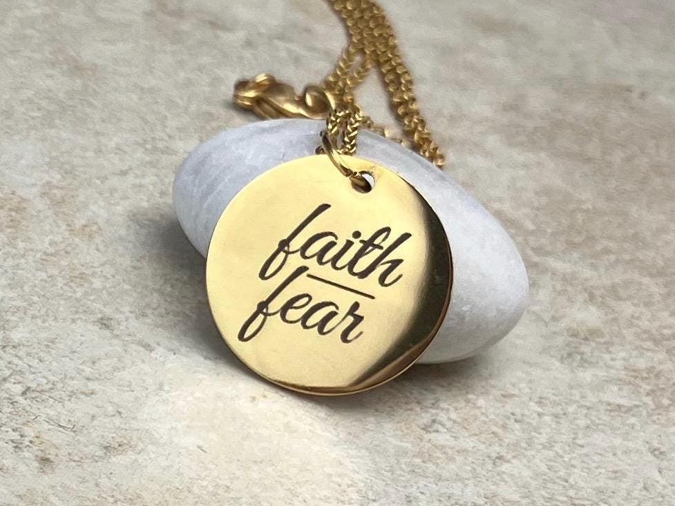 Faith over fear necklace / Faith jewelry / Inspirational jewelry / Motivational necklace / Engraved jewelry / Gift for Mom / Gift for her