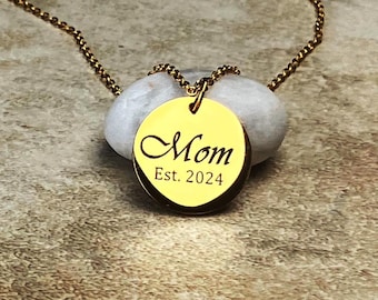 Moeder Est. Ketting / Gepersonaliseerde cadeau voor kersverse moeder / Gegraveerde sieraden
