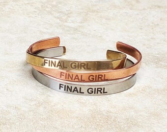Final Girl Cuff Bracelet / Horror Movie Inspired Jewelry / Slasher Fan Gift