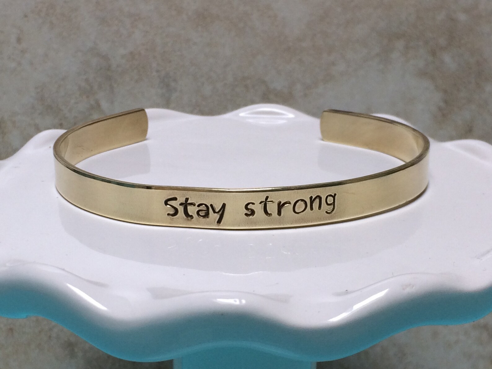 Stay strong cuff bracelet | Etsy