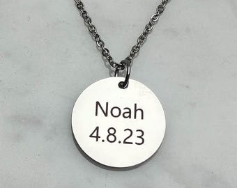 Personalized name & date necklace / Mother necklace / Grandmother necklace / Engraved jewelry / Personalized gift / Mom gift / Grandma gift