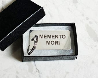Memento Mori Engraved Keychain / Latin Phrase / Gothic Gift
