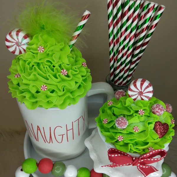 The Grinch mug topper/Rae Dunn inspired