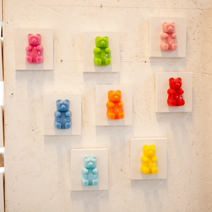 Arte pop, arte callejero, arte de resina orgánica, arte de pared 3D, abstracto, único, ositos de goma