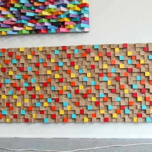 Abstract, wall sculpture, mural, oak, beech, handmade, unique, acrylic