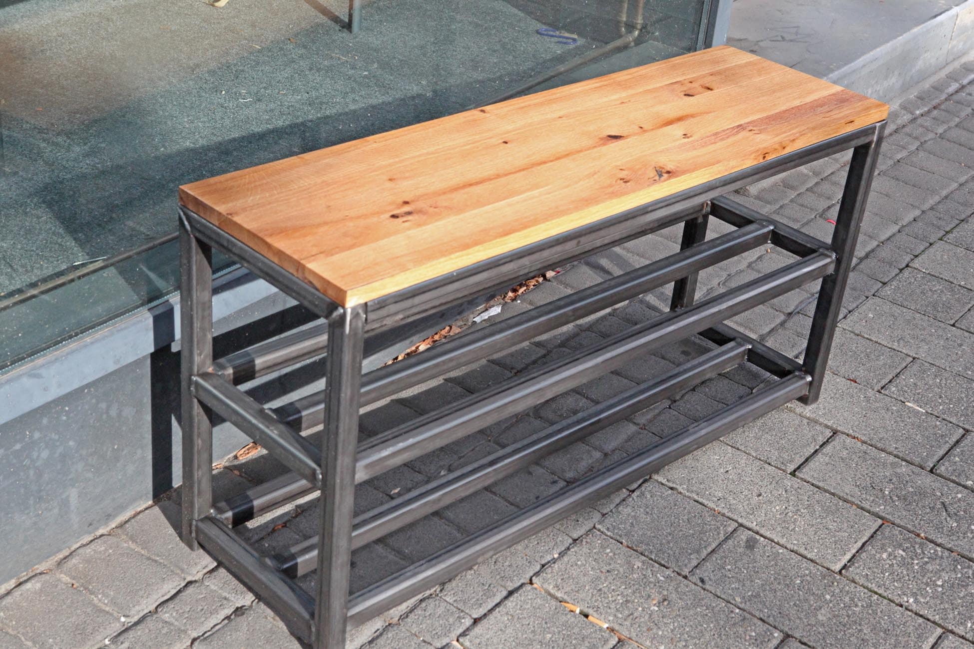 Banc À Chaussures, Étagère Meuble Banc, Design Industriel, Acier