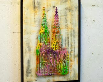 Pop Art Cattedrale di Colonia Street Art Bio Resina Dipinti artistici Immagini Astratti Unici
