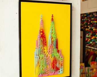 Cattedrale di Colonia Pop Art Street Art Bio Resina Dipinti artistici Immagini Astratte Uniche