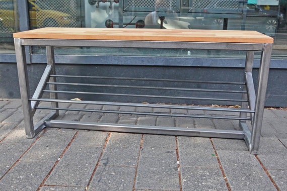 Schuhbank Schuhregal Schuhschrank Sitzbank Industriedesign Stahl