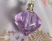 Crystal perfume bottle charm necklace sterling silver pendant mauve purple