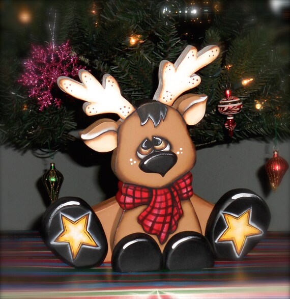 Cute reindeer shelf sitter handmade woodcraft made to order Etsy