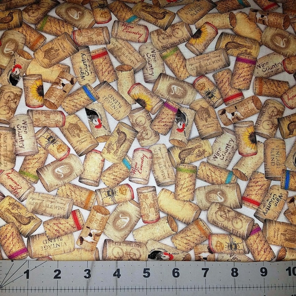 Robert Kaufman - Uncork and Unwind - Wine Corks - 1/2 yard - 100% Cotton Woven Fabric