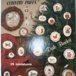 1983, Christmas Miniatures Country Puffs Cross Stitch, Dale Burdett
