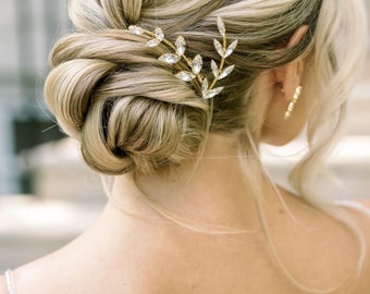 KALLY Crystal hair comb, Rhinestone Hair Comb, bridal headpiece, autumn wedding, Halo Leaf headpiece, Wedding accessory Swarovski Crystal