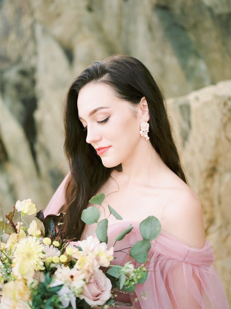 TERESA earrings, bridal accessories, bridal jewelry, bridal statements, wedding jewelry, flower earrings, floral earrings, bridal earrings image 7