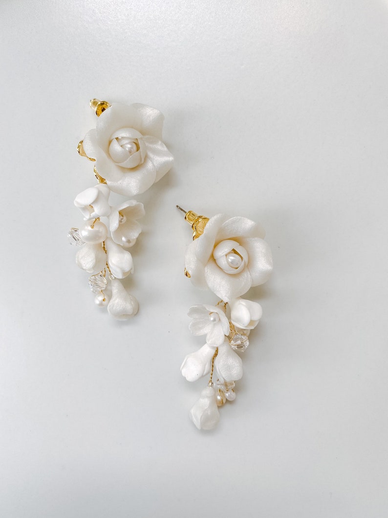 TERESA earrings, bridal accessories, bridal jewelry, bridal statements, wedding jewelry, flower earrings, floral earrings, bridal earrings image 4
