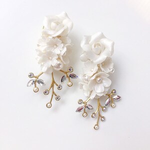 ELAINE, Floral bridal earrings, bohemian earrings, floral wedding earrings, drop earrings, statement earrings, couture earrings, image 5