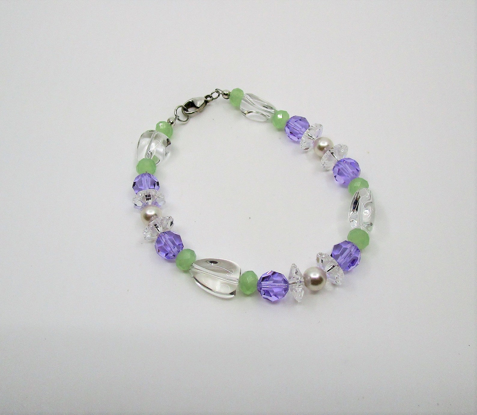 Purple crystal bracelet Purple beaded bracelet Lavender Etsy