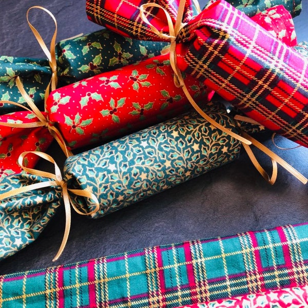 Reusable christmas crackers eco friendly,  no plastic and handmade pack of 12