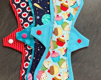 Cloth pad Reusable Sanitary Pad 11” long, handmade, eco friendly, 100% cotton medium/high absorbency