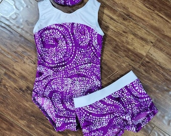 Gymnastics Leotard Purple White Gymnast Gymnastic Leotards